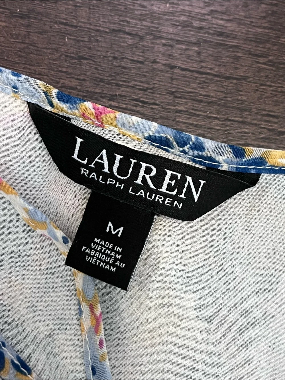 Lauren Ralph Lauren Floral Crinkle Georgette Tie-Neck Blouse Medium